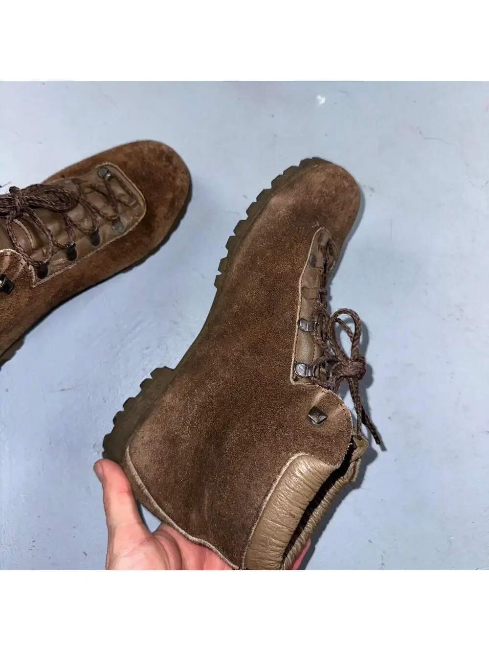 Dunham Waffle Stompers Brown Suede Leather Hiking Boots VTG Italy Size 7.5